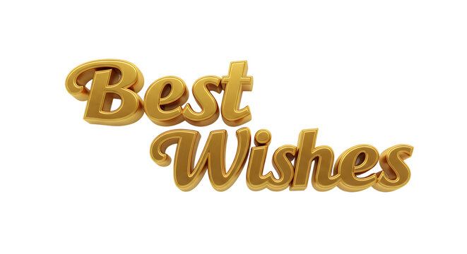 Golden best wishes text effect with a glossy finish on a black background for greeting cards and banners