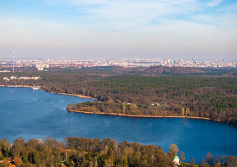 Naklejka premium Berlin in Germany at a lake from the air
