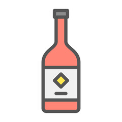 bottle filled outline icon. bottle color line illustration.