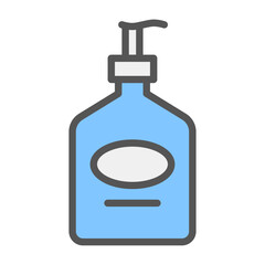 bottle filled outline icon. soap bottle color line illustration.