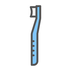 toothbrush filled outline icon. brush color line illustration.