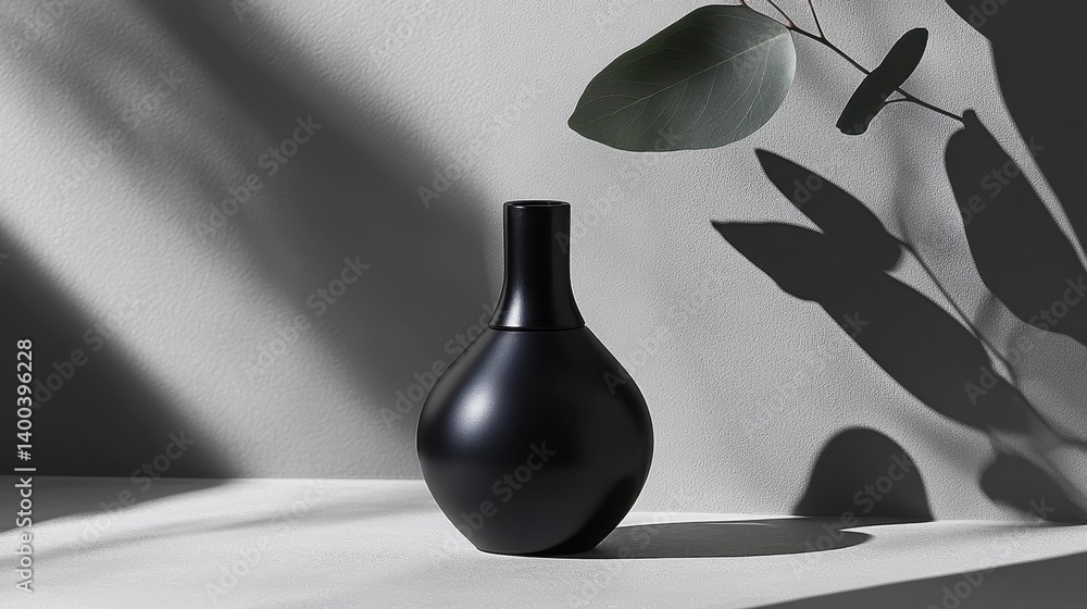 Aufkleber soft shadows illuminate a minimalist skincare jar on a clean surface during the afternoon sun in a s