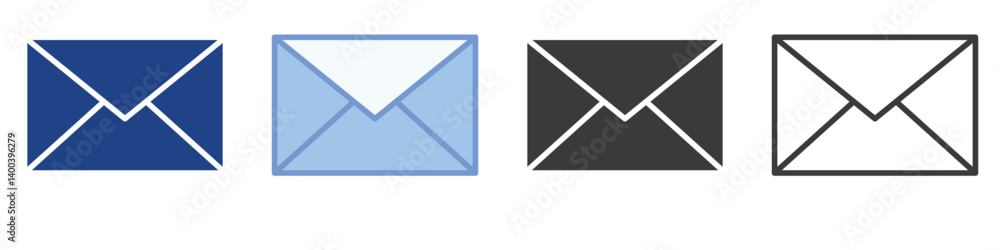 Poster envelop icons collection – multiple vector styles icons