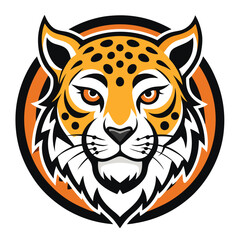 Wild tiger head logo vector illustration, a striped feline animal