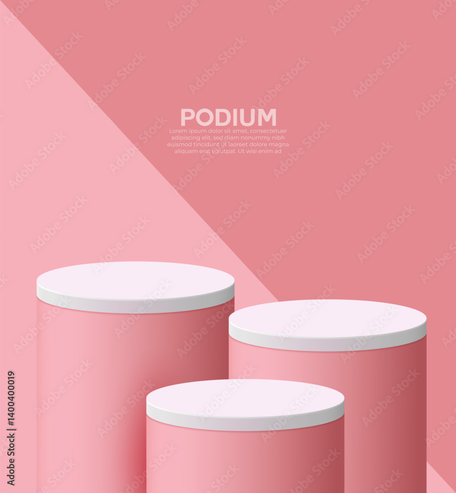 Aufkleber 3d pink podium design vector in an isolated background. realistics promotion product sale studio bac