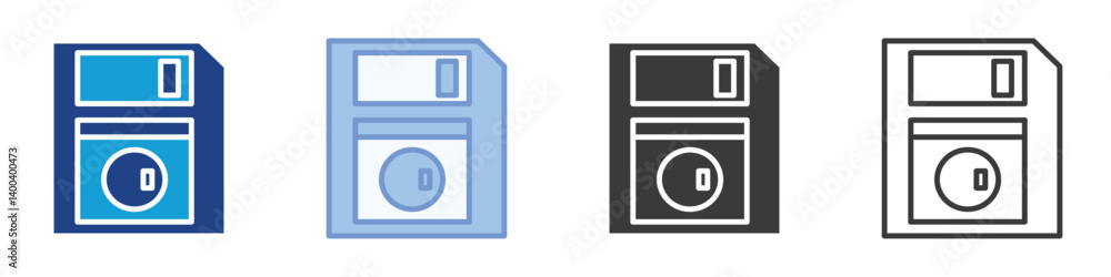 Poster floppy icons collection – multiple vector styles icons