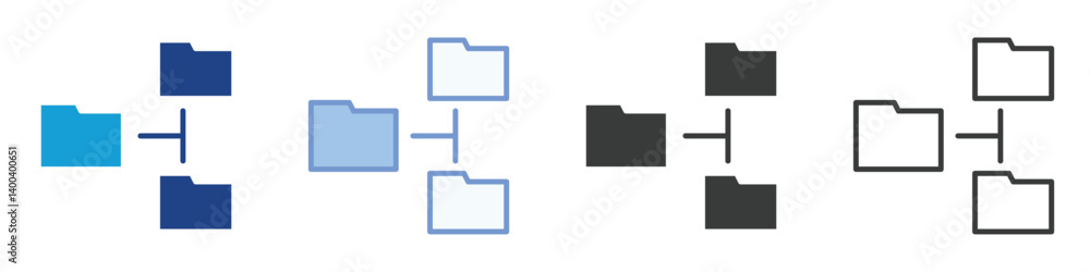 Poster folder organize icons collection – multiple vector styles icons