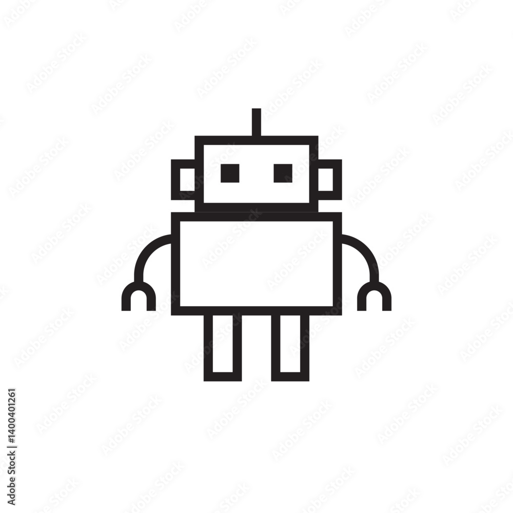 Poster robot icon editable outline stroke vector eps