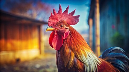 Fototapeta premium Majestic Rooster: Minimalist Farm Animal Portrait