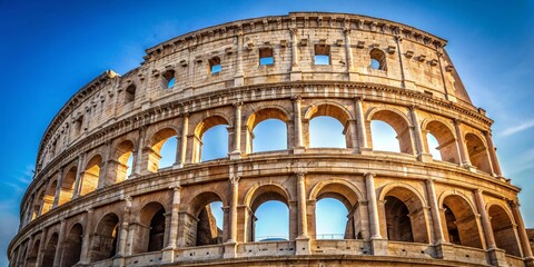Fototapeta premium Majestic Roman Coliseum Under Clear Sky - Macro Stock Photo