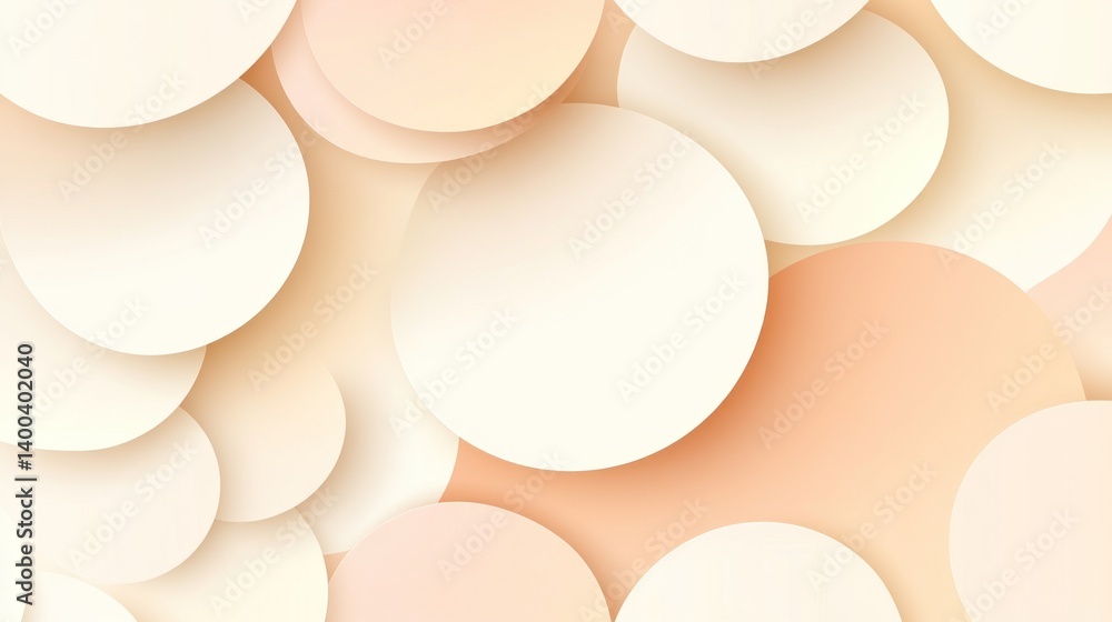 Poster abstract layered circles in soft peach and cream tones.