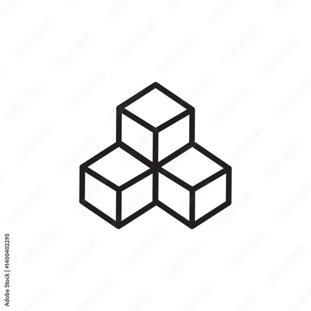 Poster tech blocks icon editable outline stroke vector eps