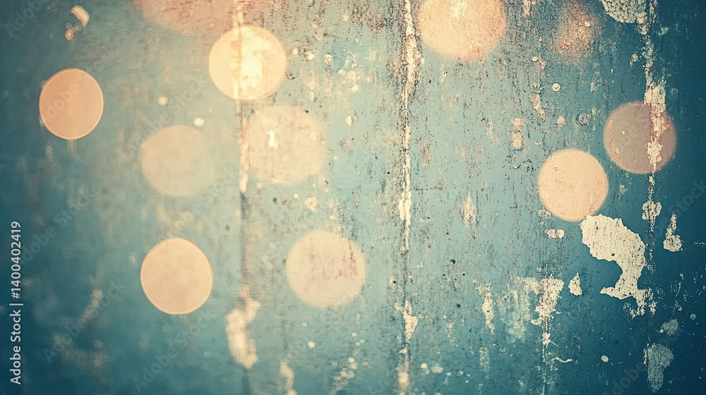 Poster abstract turquoise backdrop with bokeh and distressed paint surface texture