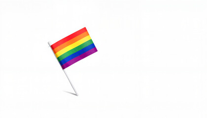 Rainbow Flag on Simple White Background for LGBTQ+ Awareness, Pride Events, Marketing Campaigns, and Social Media Graphics