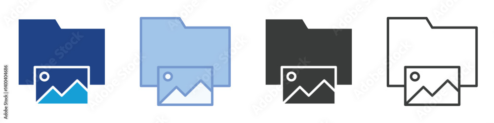 Poster image album icons collection – multiple vector styles icons