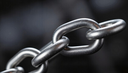 Obraz premium Close-up of Connected Metal Chain Links Symbolizing Strength and Unity for Industrial Design, Website Graphics, Marketing Materials, and Creative Projects