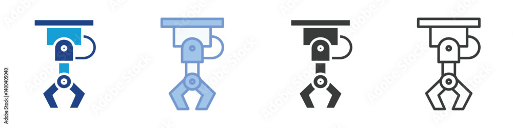 Poster industrial robot arm icons collection – multiple vector styles icons
