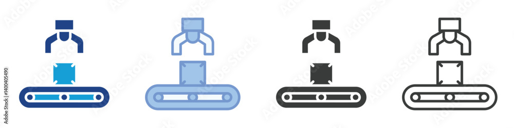 Poster industrial robot pick product icons collection – multiple vector styles icons