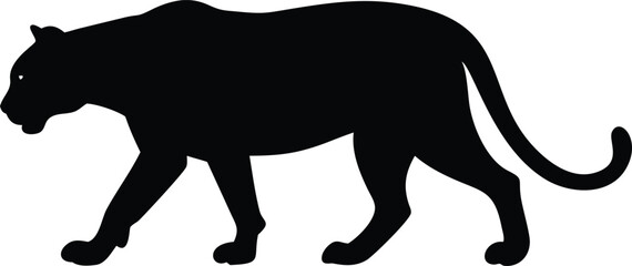 Obraz premium Elegant Panther Silhouette Strolling with Grace on Transparent Background