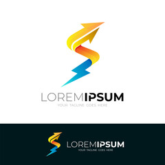 Letter S logo and thunder design combination, power logos