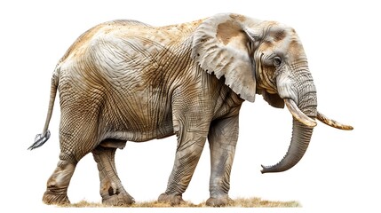Obraz premium Side Profile of an Elephant in Artistic Realism: A Harmonious Blend of Texture, Grace, and Expression Captured Against a Minimalist White Backdrop, Celebrating Nature’s Wisdom Through Ink and Imaginat