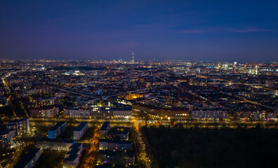Berlin at night with the TV tower | from the air