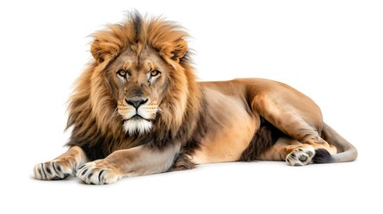 Obraz premium Majestic Lion Resting in Serenity: A Powerful Portrait of Strength, Grace, and Regal Presence Captured in Stillness, Highlighting the Noble Beauty of Nature’s Fiercest Guardian in Pristine Clarity