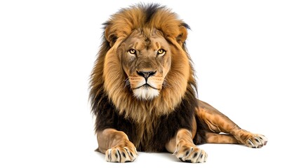 Obraz premium Majestic Lion Resting in Serenity: A Powerful Portrait of Strength, Grace, and Regal Presence Captured in Stillness, Highlighting the Noble Beauty of Nature’s Fiercest Guardian in Pristine Clarity
