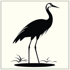 Obraz premium Silhouette of a Crane, Flying Bird