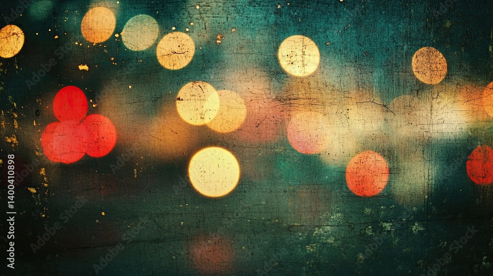 Poster dreamy bokeh effect on textured grunge background with soft glow and circles