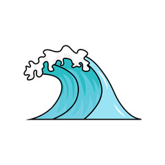 Sea ocean wave in flat style isolated without background. Catch a wave, surf. Vector illustration