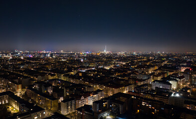 Berlin at night with the TV tower | from the air