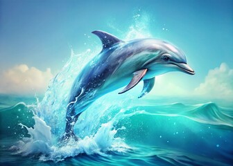 Naklejka premium Majestic Dolphin Leap: Ocean Wildlife in High Definition