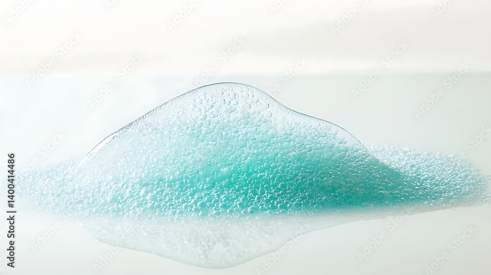 Aufkleber abstract image of a bubble formation with soft turquoise hues against a serene white background, cre