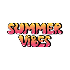 Summer vibes in y2k style. Summer round text for posters, stickers, invitations isolated without background. Vector illustration 