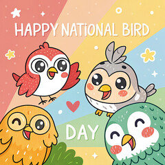 Obraz premium Happy national bird day poster illustration