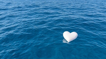Fototapeta premium White heart in the deep blue ocean