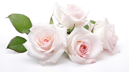 Fototapeta premium Fresh Pink Roses with Water Droplets on White Background