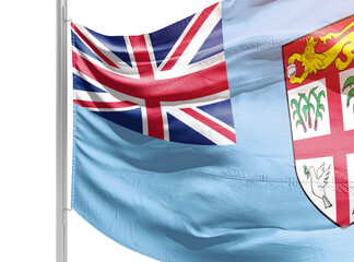 Fiji national flag waving on white background. Flag waving with clipping path easily cutout. Fiji national flag for independence day.