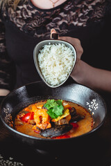 fresh and delicious seafood with dressing