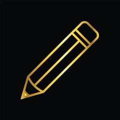 gold color pencil, icon, flat, design, vector, illustrations, education, style, trendy, collections