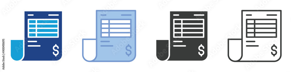 Poster invoice icons collection – multiple vector styles icons