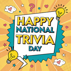 Happy national trivia day poster illustration