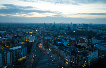 Munich in Germany from the air at night