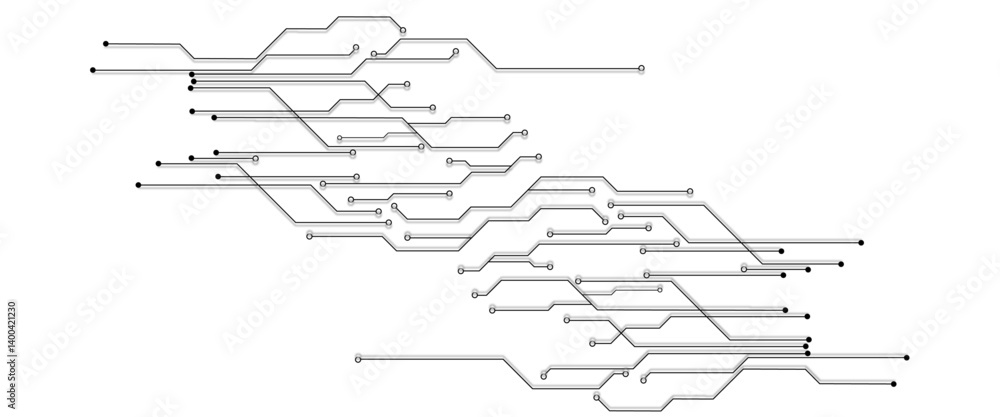 Aufkleber Vectors White Abstract geometric dots and lines connection circuit concept. Hi tech digital connect, communication, High technology concept.