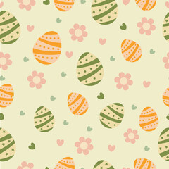 easter eggs  pattern with flower and heart shape.