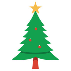 modern flat style Pine tree isolated on white background