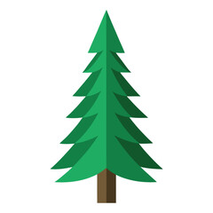 modern flat style Pine tree isolated on white background