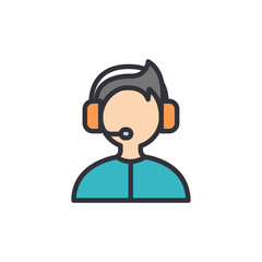 Customer service colored icons, minimalist vector illustration ,simple transparent graphic element .Isolated on white background