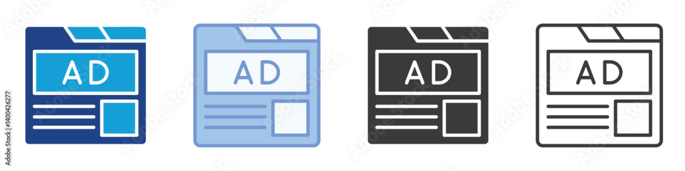 Poster landing page icons collection – multiple vector styles icons